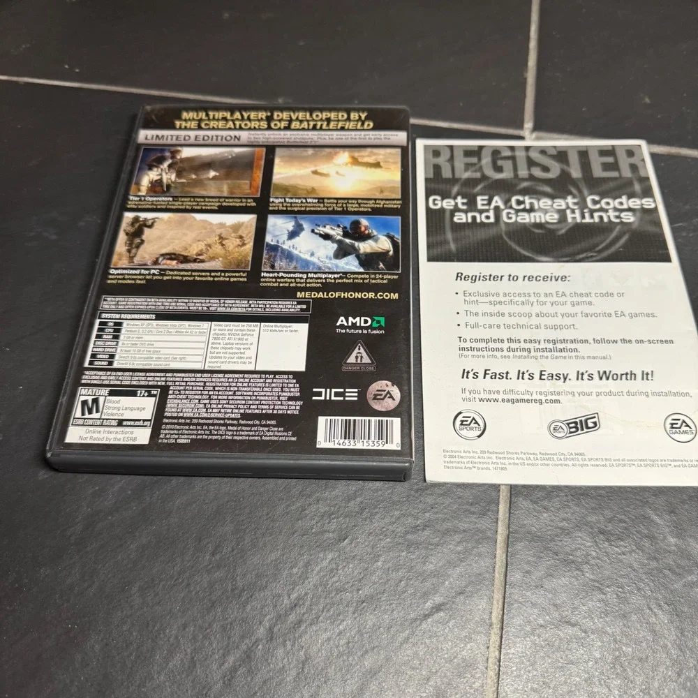 Medal of Honor Limited Edition PC DVD-ROM EA Games 2010 Complete with‎ Manual